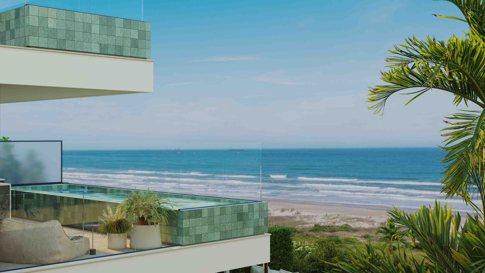 Perspectiva externa do empreendimento View Ocean, em Imbituba