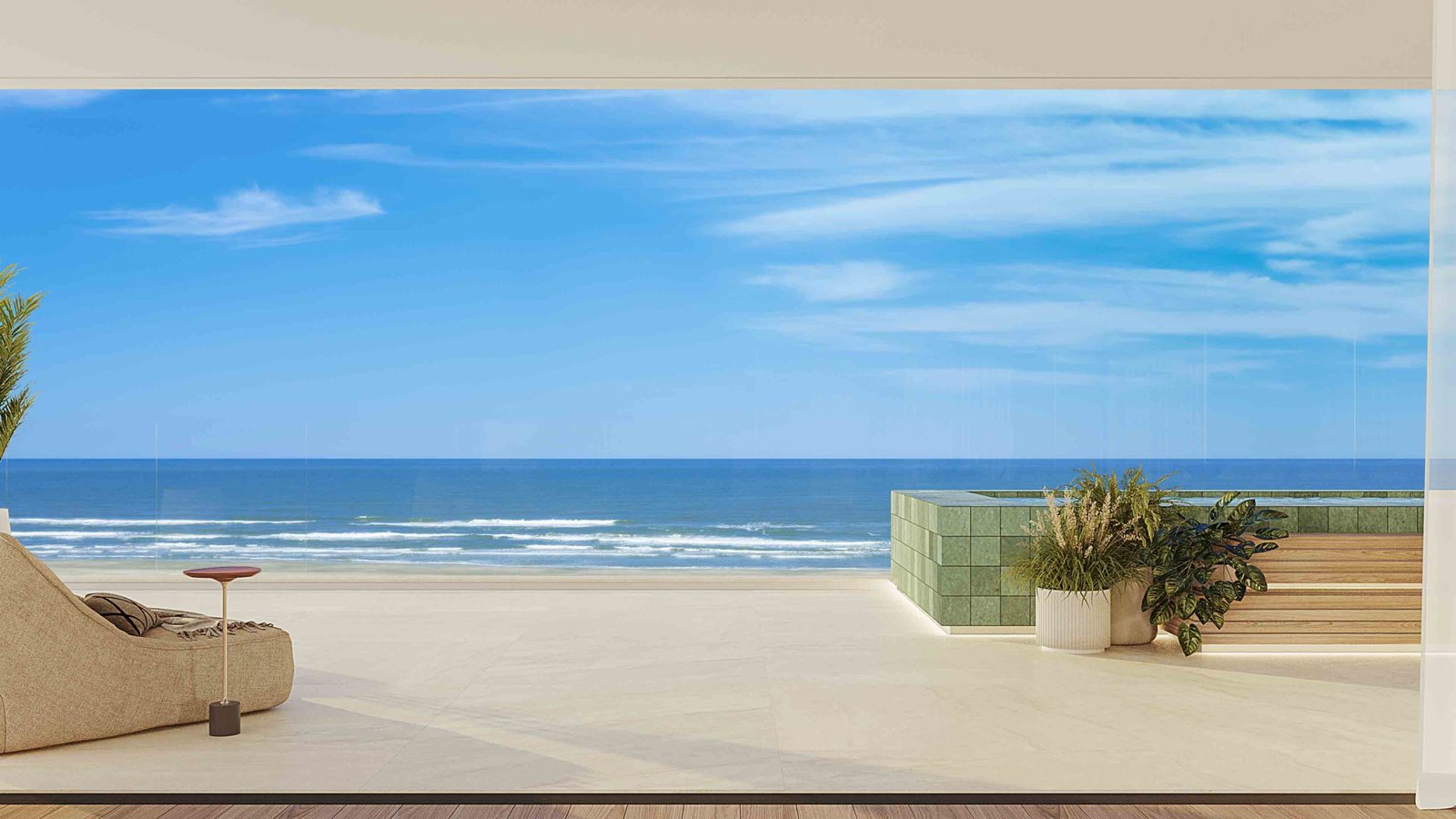 Detalhe interno do apartamento garden 103, no View Ocean